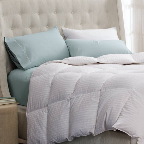 Cuddledown Damask Stripe Down Comforter King - Picture 4 of 7